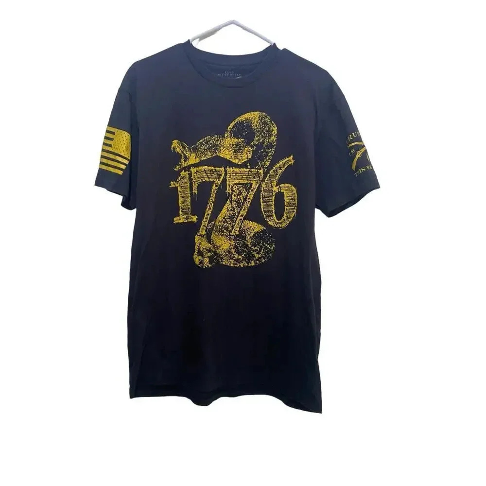 Grunt Style Gadsden Black Gold Snake Tracks Crew Neck T-Shirt Size Large